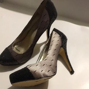 Lacy and sparkles black heels